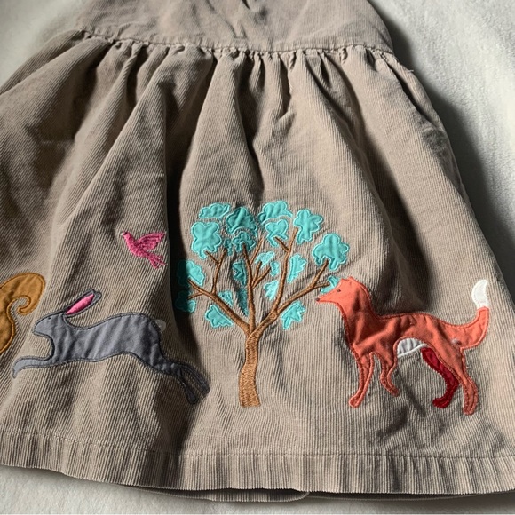 Mini Boden Corduroy Girls' Dress with Woodland Appliqués Size 2/3 - Picture 2 of 11